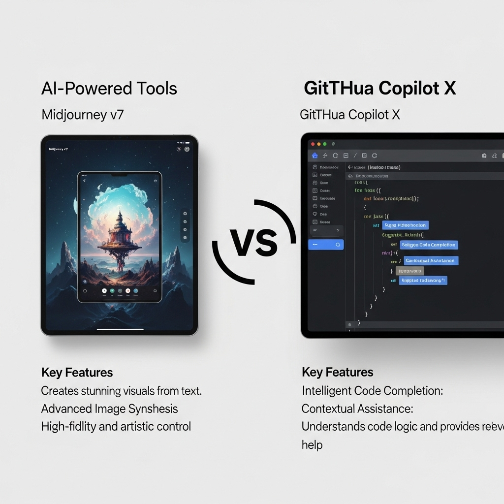 Comparison of Ai-powered toolsMidjourney v7 vs. GitHub Copilot X