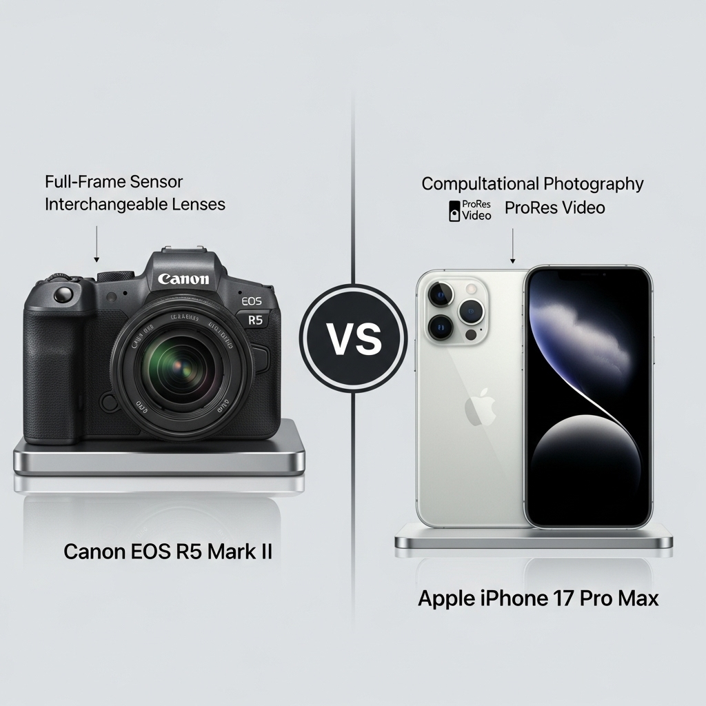 Comparison of Camera equipmentCanon EOS R5 Mark II vs. Apple iPhone 17 Pro Max (Computational Photography)