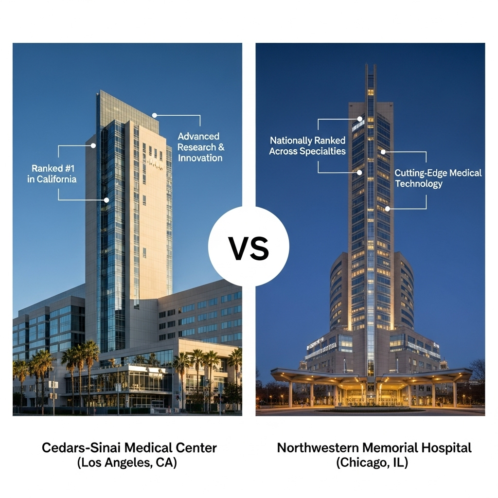 Comparison of ClinicsCedars-Sinai Medical Center (Los Angeles, CA) vs. Northwestern Memorial Hospital (Chicago, IL)