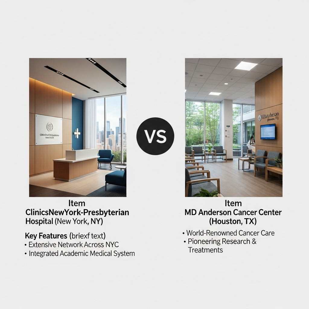 Comparison of ClinicsNewYork-Presbyterian Hospital (New York, NY) vs. MD Anderson Cancer Center (Houston, TX)
