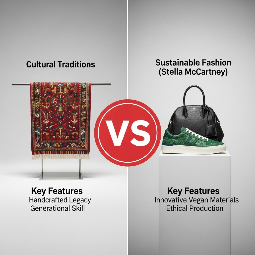 Comparison of Cultural traditionsSustainable Fashion (Stella McCartney) vs. Plant-Based Cuisine (Impossible Foods)