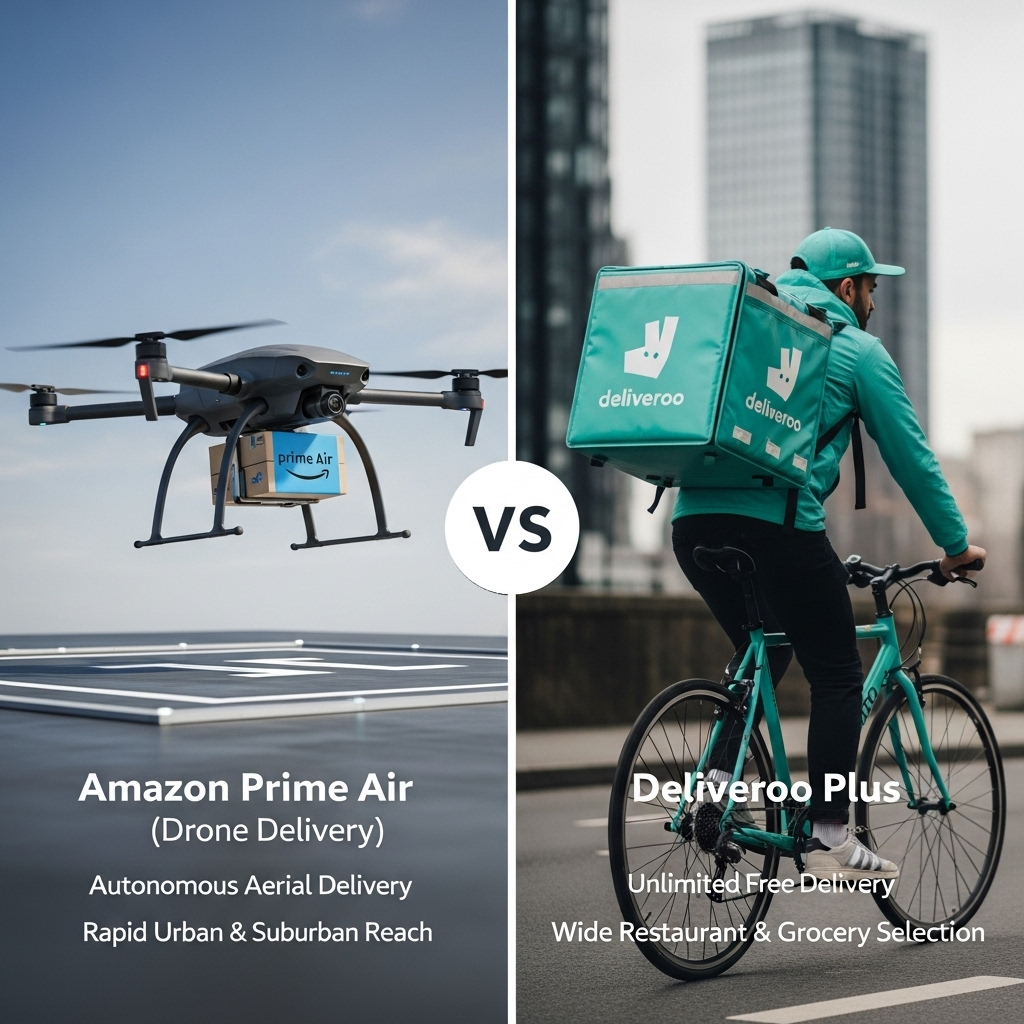 Comparison of Delivery servicesAmazon Prime Air (Drone Delivery) vs. Deliveroo Plus