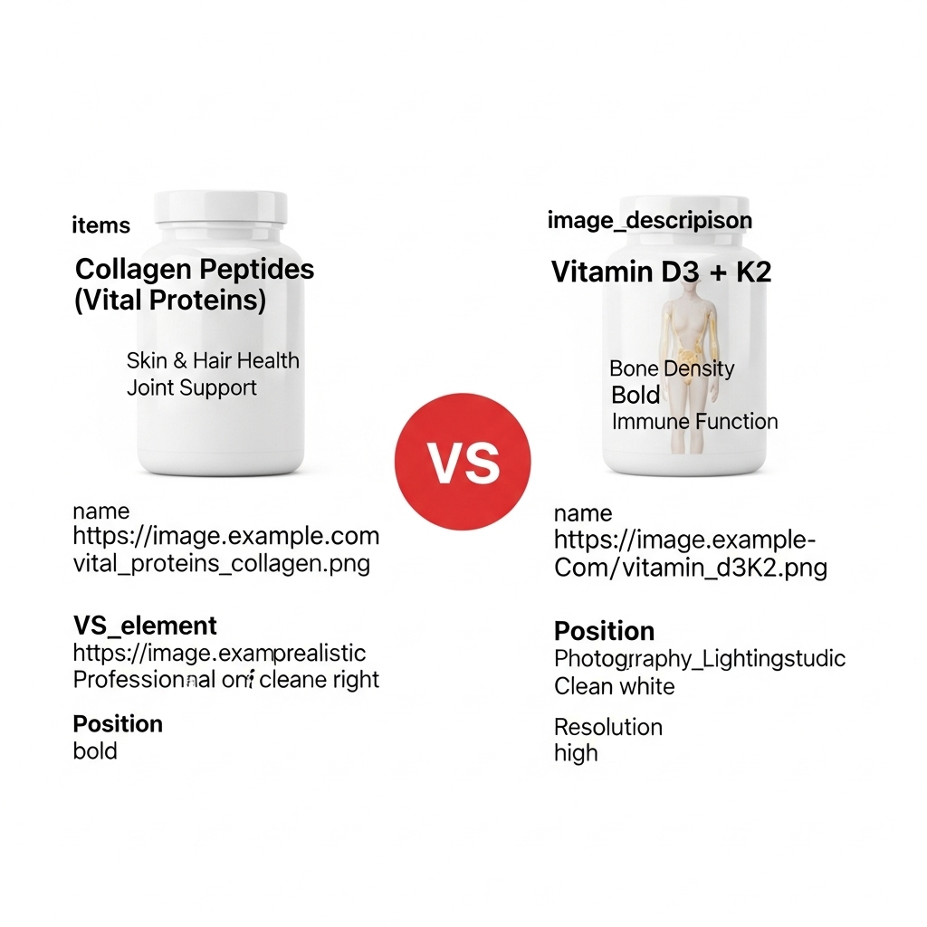 Comparison of Dietary supplementsCollagen Peptides (Vital Proteins) vs. Vitamin D3 + K2