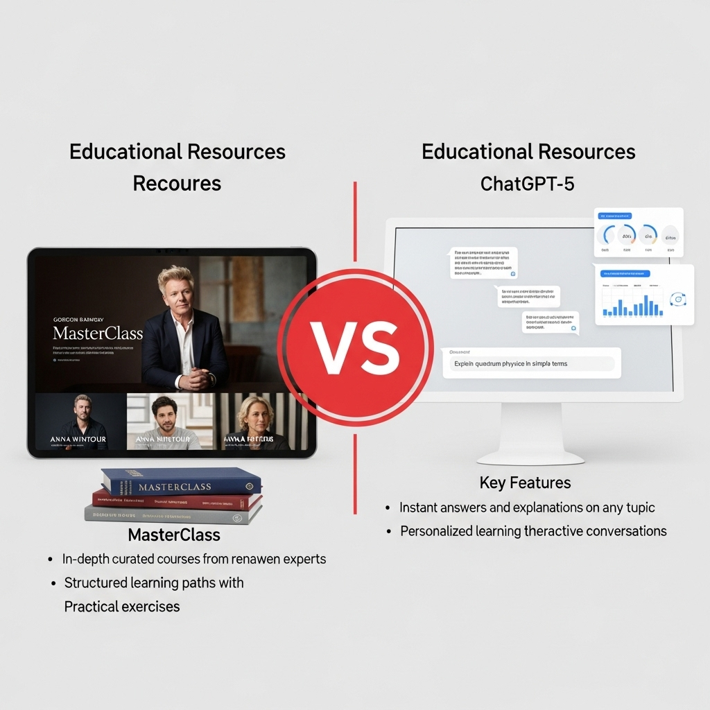 Comparison of Educational resourcesMasterClass vs. ChatGPT-5