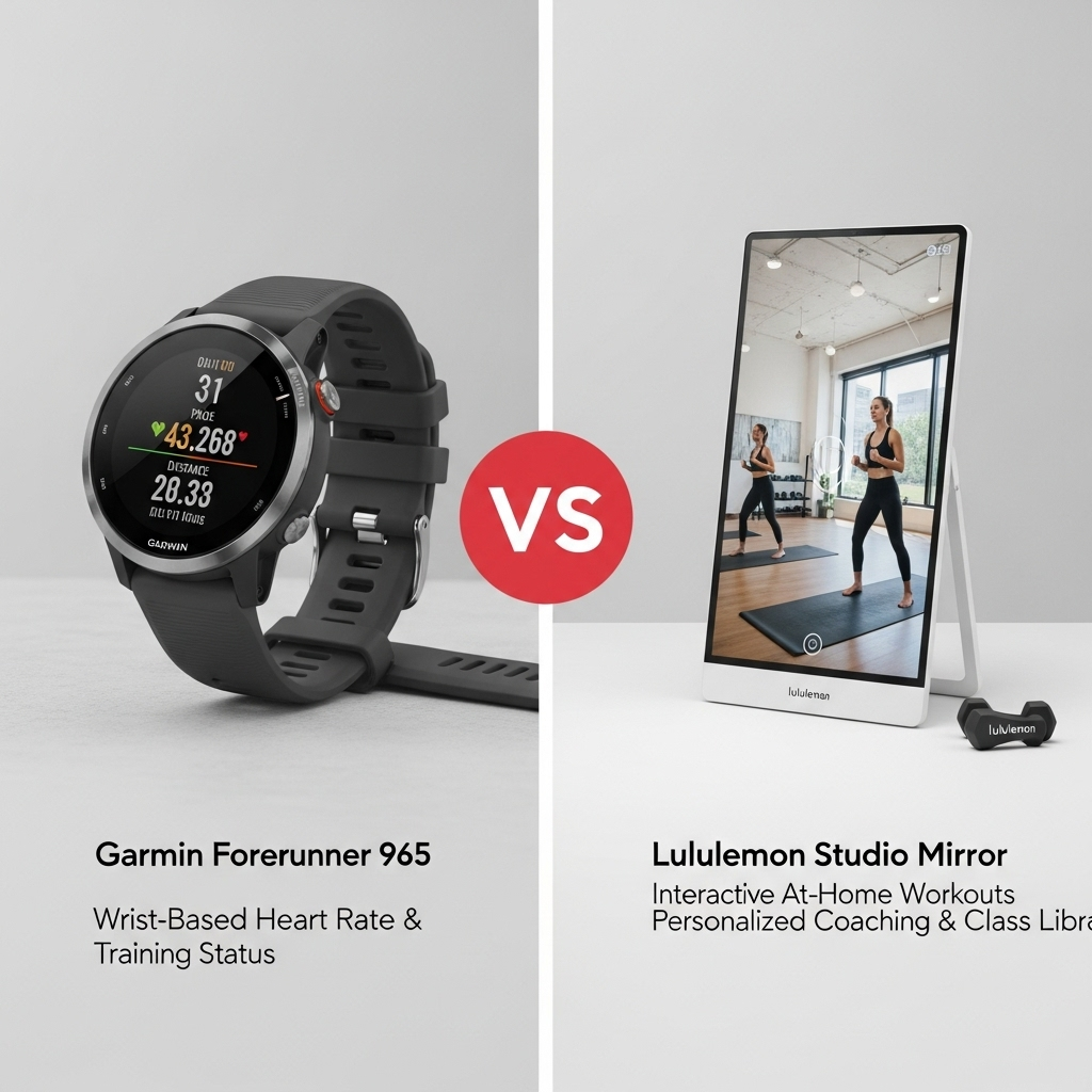 Comparison of Fitness gearGarmin Forerunner 965 vs. Lululemon Studio Mirror