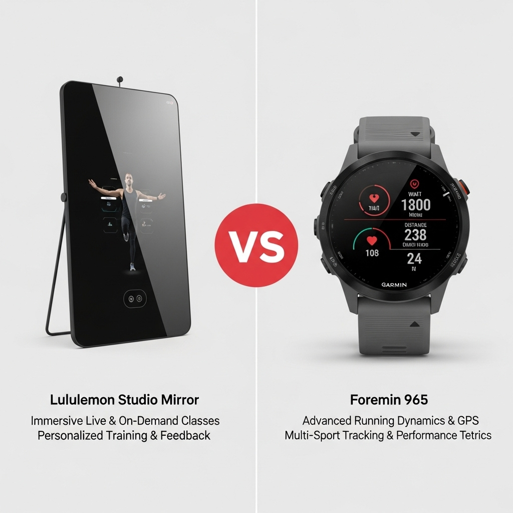 Comparison of Fitness gearLululemon Studio Mirror vs. Garmin Forerunner 965