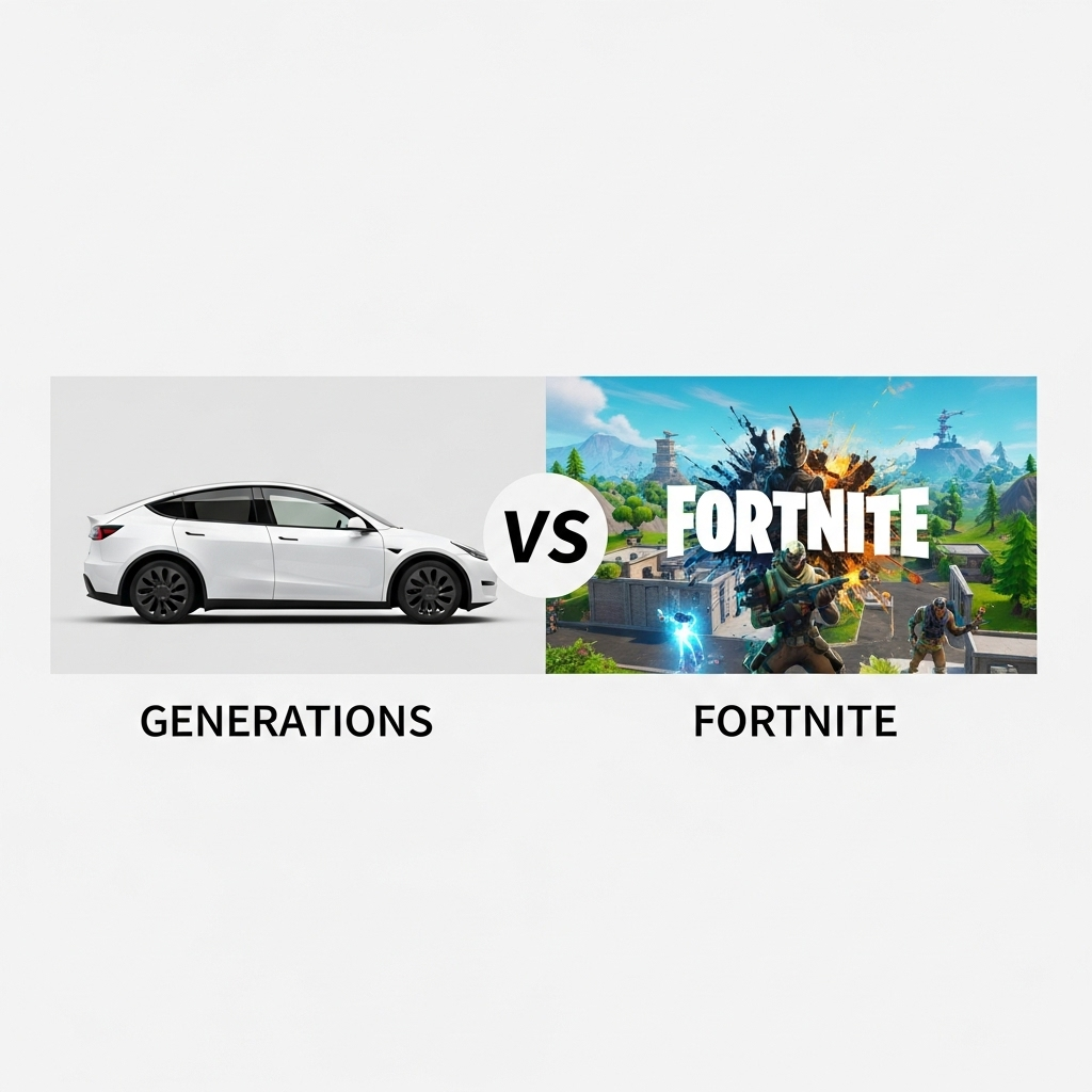 Comparison of GenerationsTesla Model Y vs. Fortnite