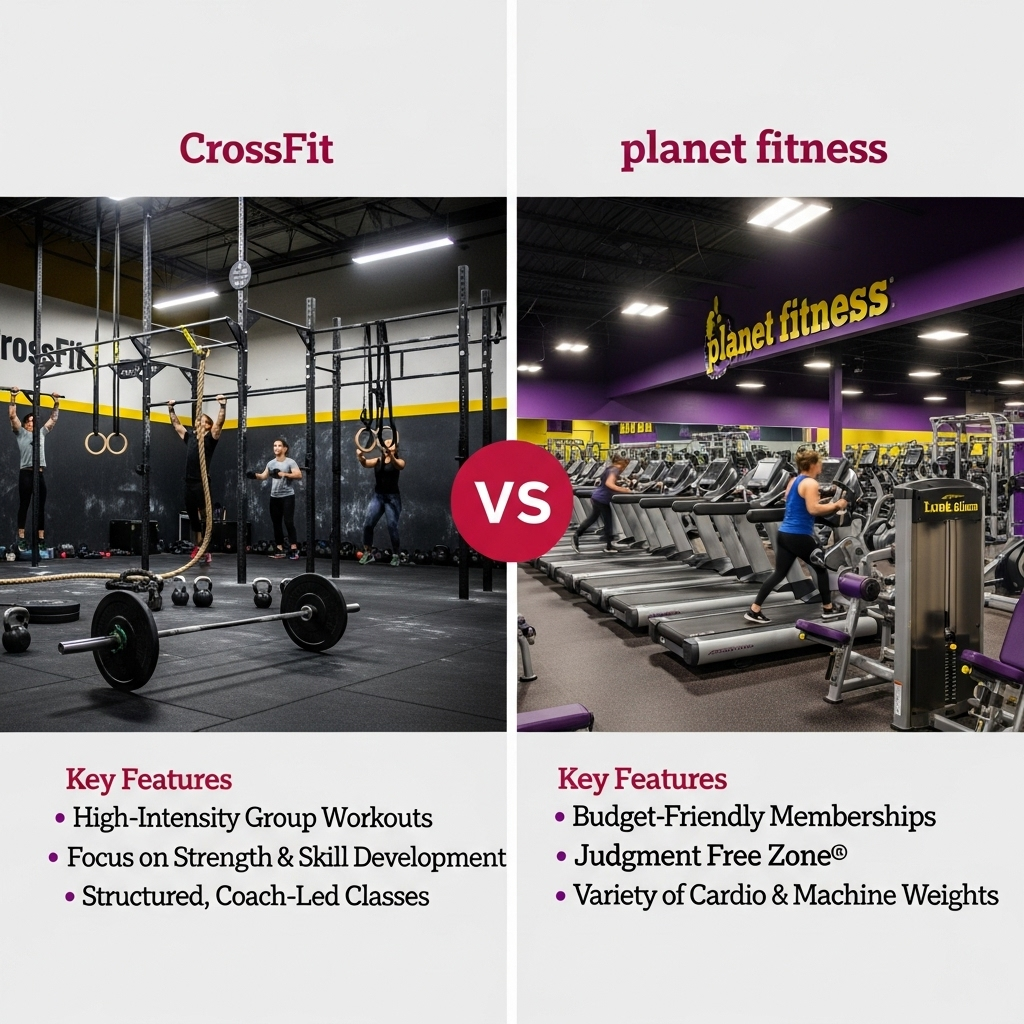Comparison of Gyms & fitness centersCrossFit vs. Planet Fitness