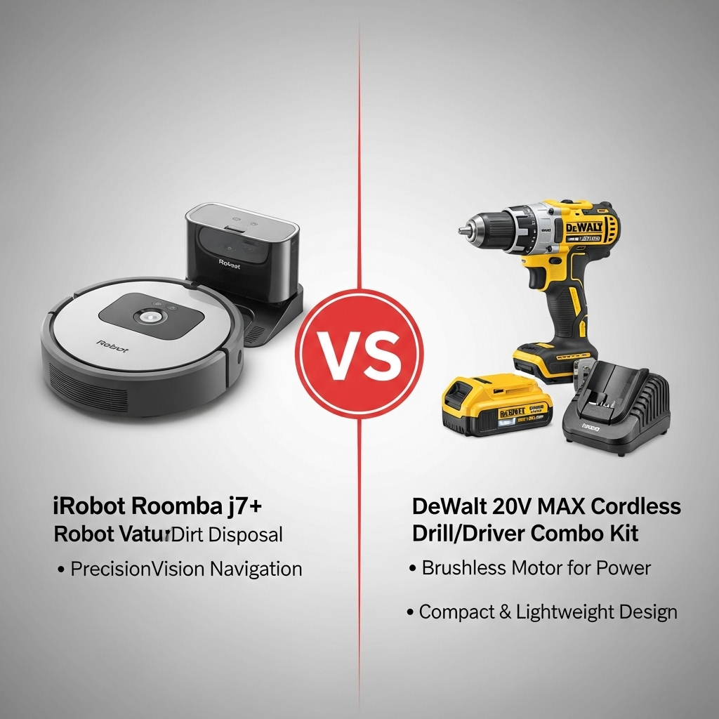 Comparison of Home improvement toolsiRobot Roomba j7+ Robot Vacuum vs. DeWalt 20V MAX Cordless Drill/Driver Combo Kit