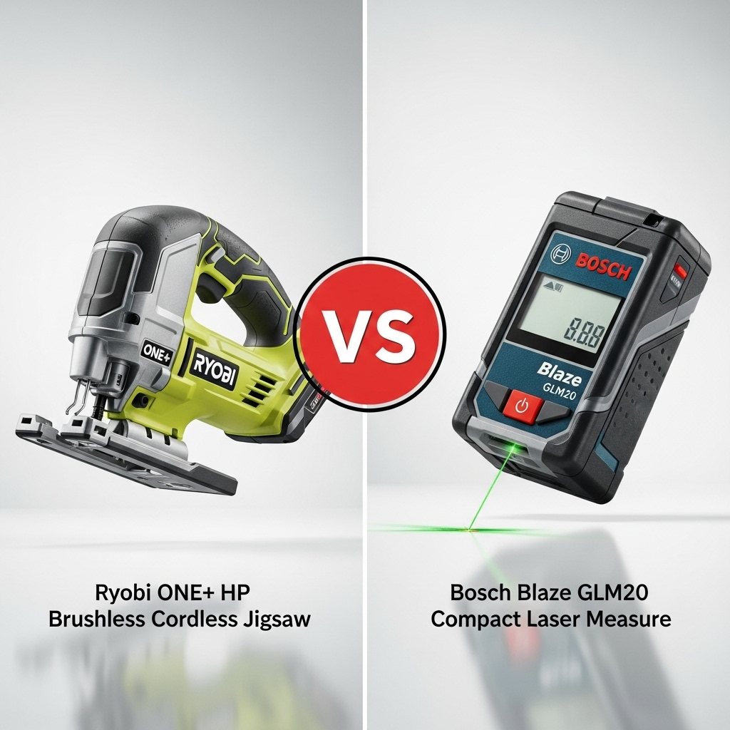Comparison of Home improvement toolsRyobi ONE+ HP Brushless Cordless Jigsaw vs. Bosch Blaze GLM20 Compact Laser Measure