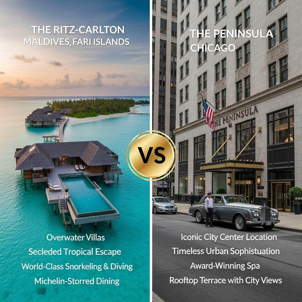 Comparison of Hotels & resortsThe Ritz-Carlton Maldives, Fari Islands vs. The Peninsula Chicago