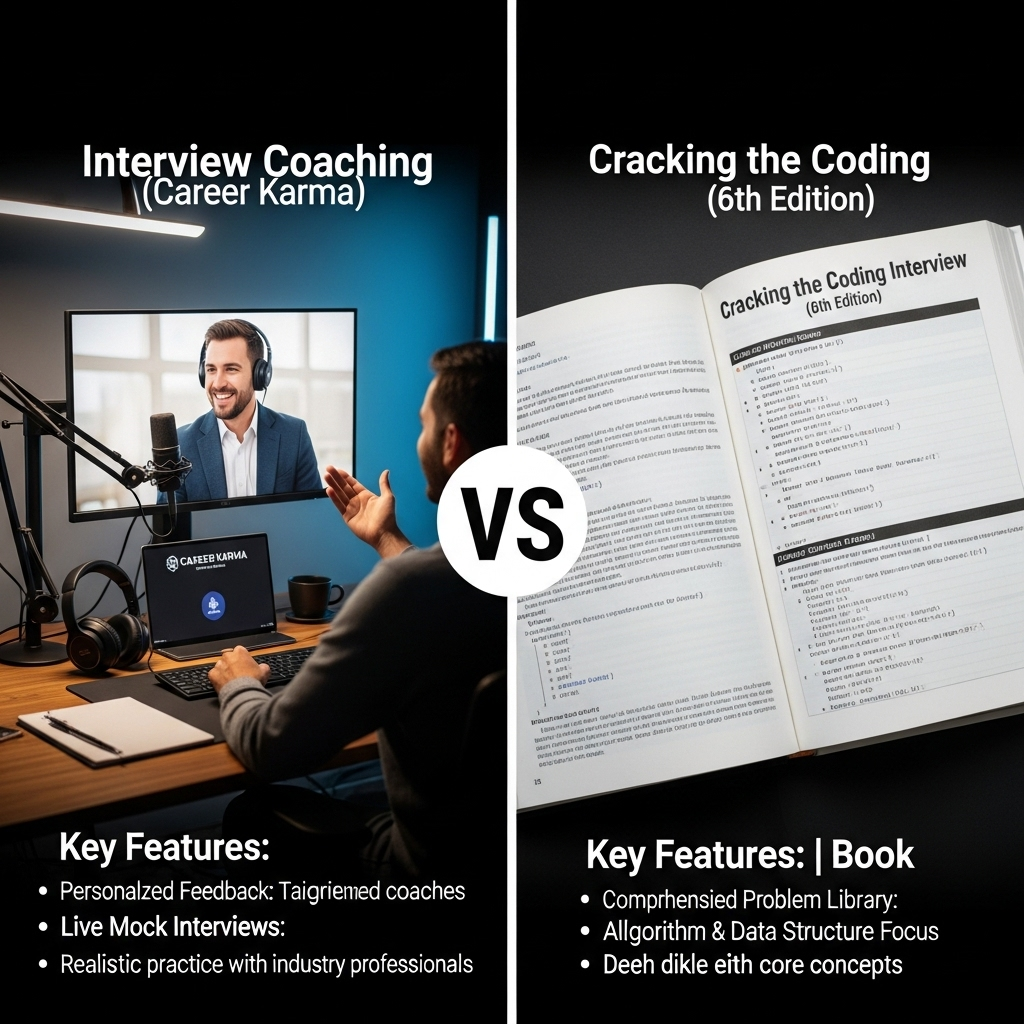 Comparison of Interview coachingCareer Karma vs. Cracking the Coding Interview (6th Edition)