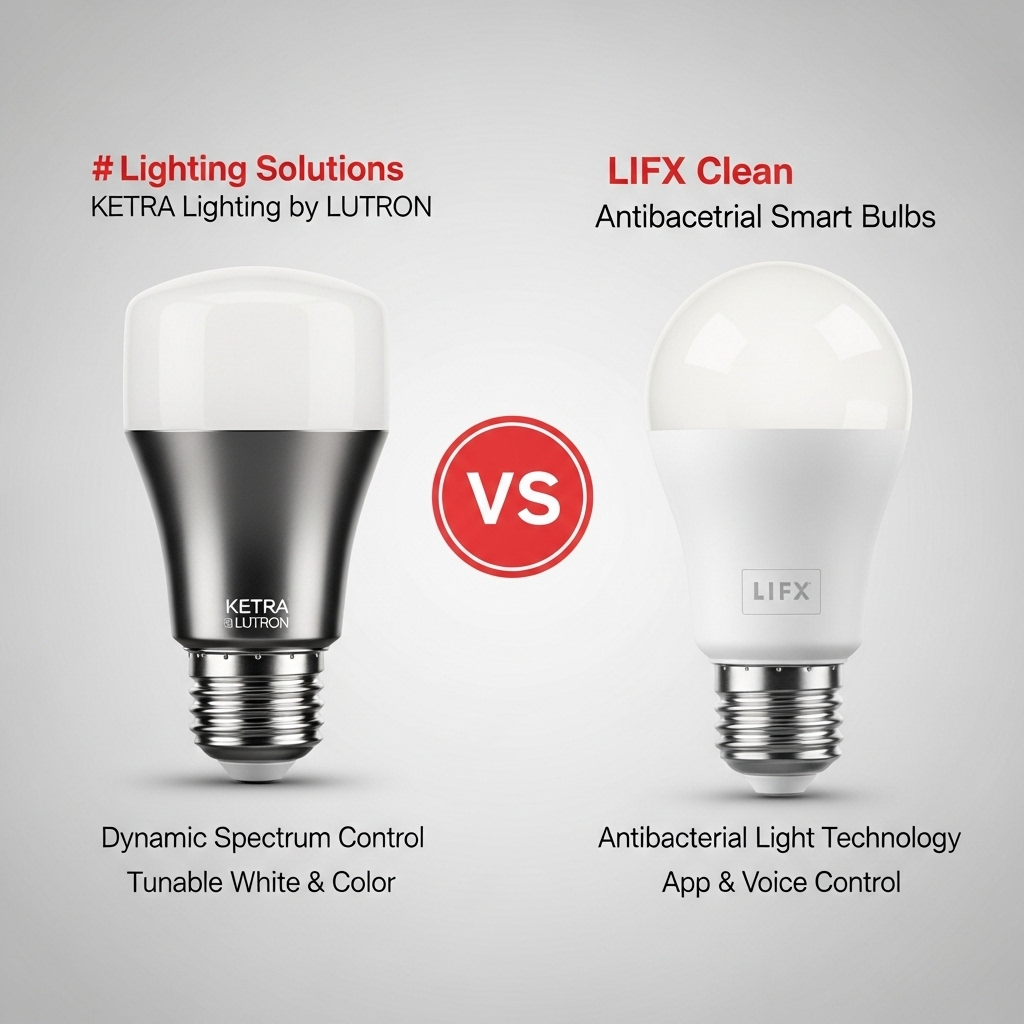 Comparison of Lighting solutionsKetra Lighting by Lutron vs. LIFX Clean Antibacterial Smart Bulbs