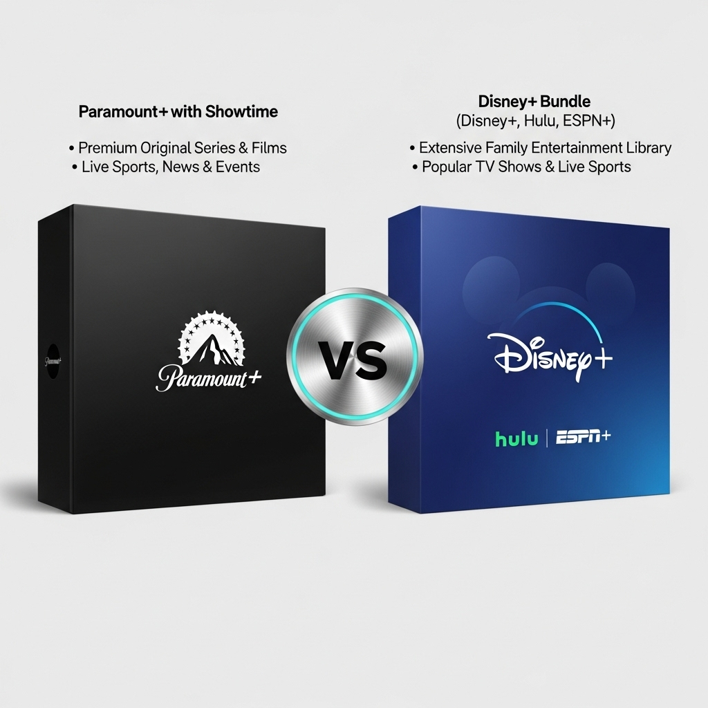 Comparison of Media subscription servicesParamount+ with Showtime vs. Disney+ Bundle (Disney+, Hulu, ESPN+)