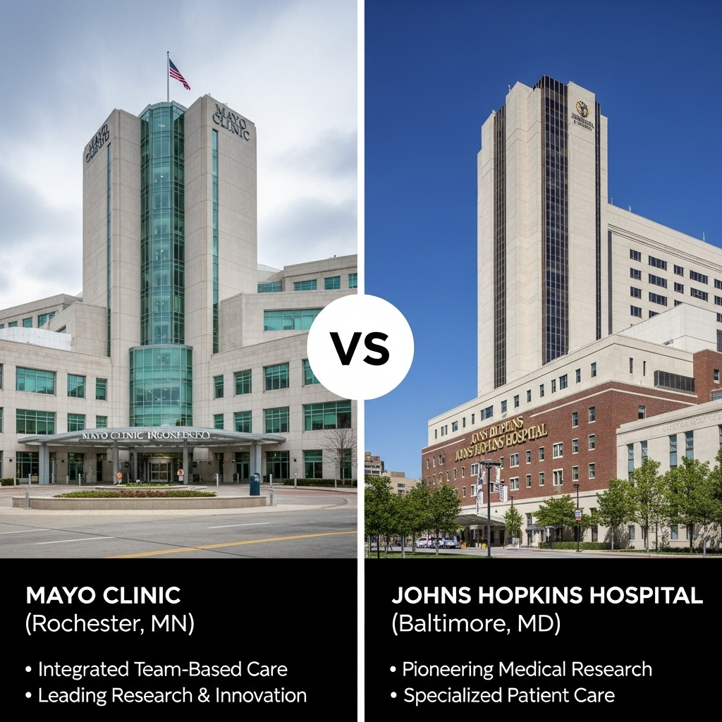 Comparison of Medical centersMayo Clinic (Rochester, MN) vs. Johns Hopkins Hospital (Baltimore, MD)