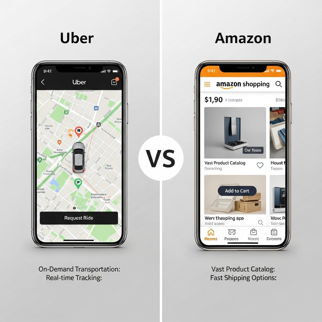 Comparison of Mobile appsUber vs. Amazon