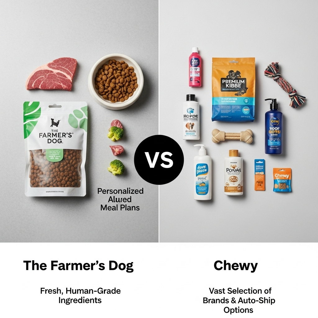 Comparison of Pet supply retailersThe Farmer's Dog vs. Chewy