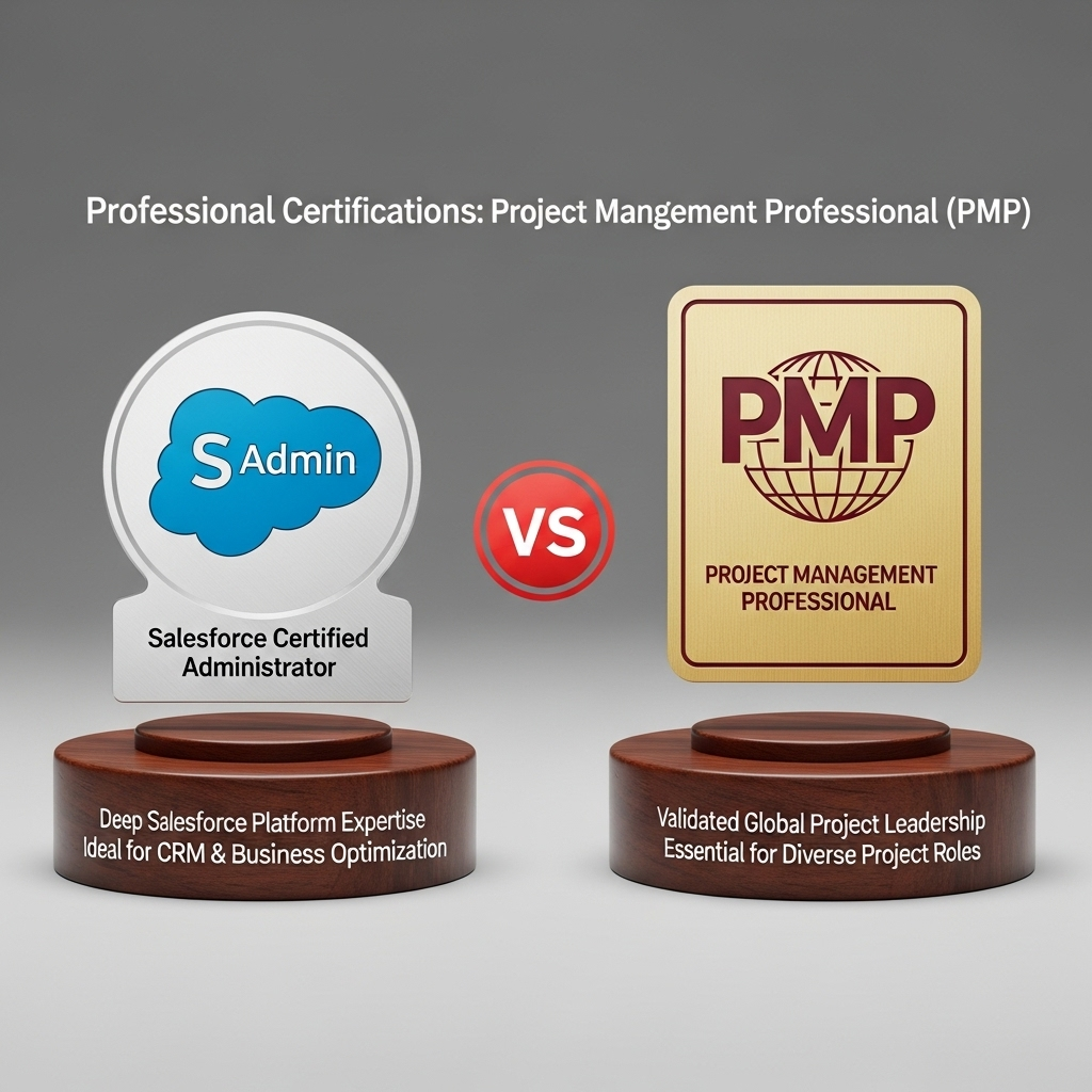 Comparison of Professional certificationsSalesforce Certified Administrator vs. Project Management Professional (PMP)