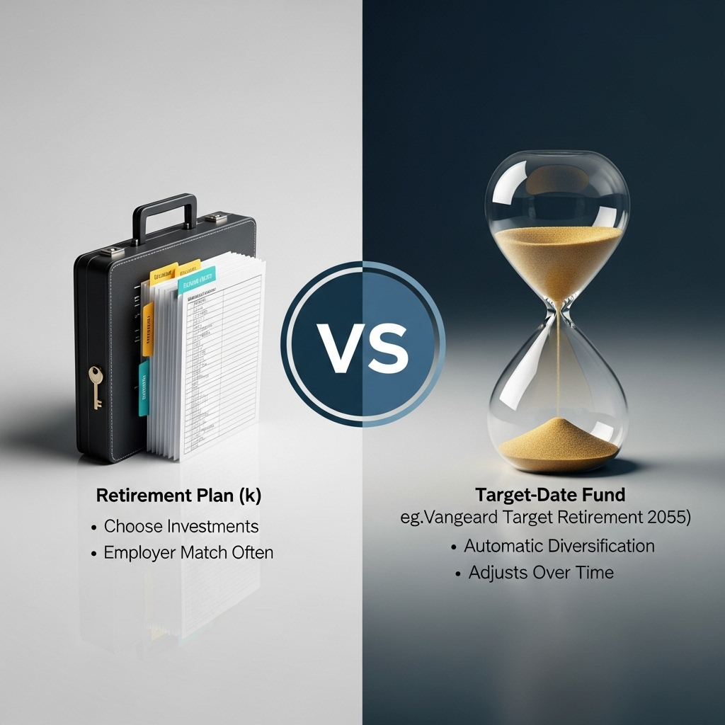 Comparison of Retirement plans(k) vs. Target-Date Funds (like Vanguard Target Retirement 2055 Fund)