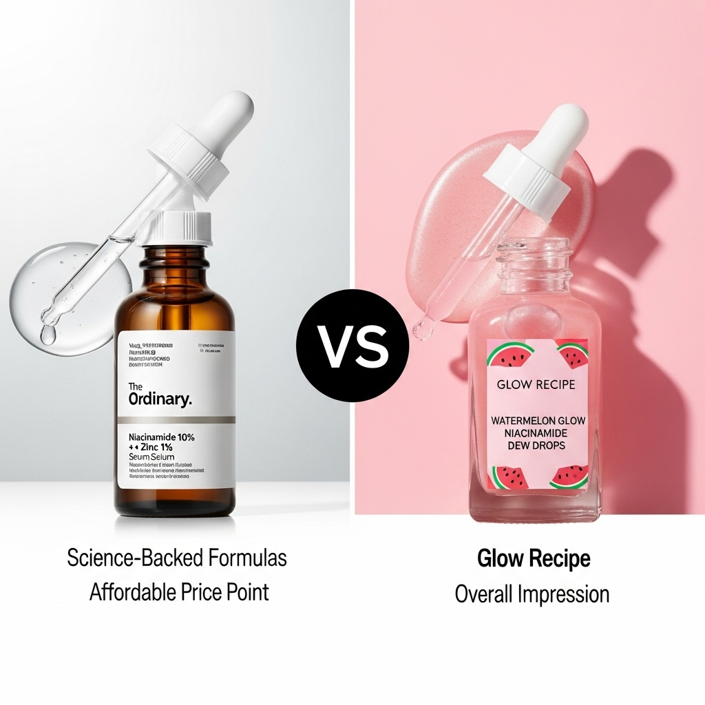 Comparison of Skincare brandsThe Ordinary vs. Glow Recipe