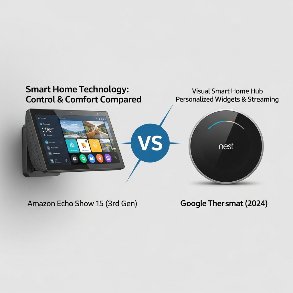 Comparison of Smart home technologyAmazon Echo Show 15 (3rd Gen) vs. Google Nest Thermostat (2024)
