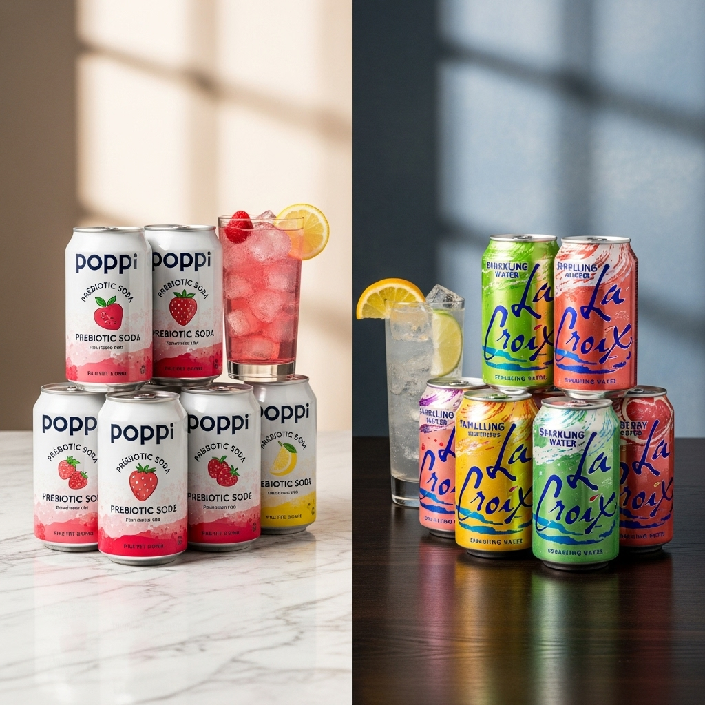 Comparison of Soft drinksPoppi Prebiotic Soda vs. La Croix Sparkling Water