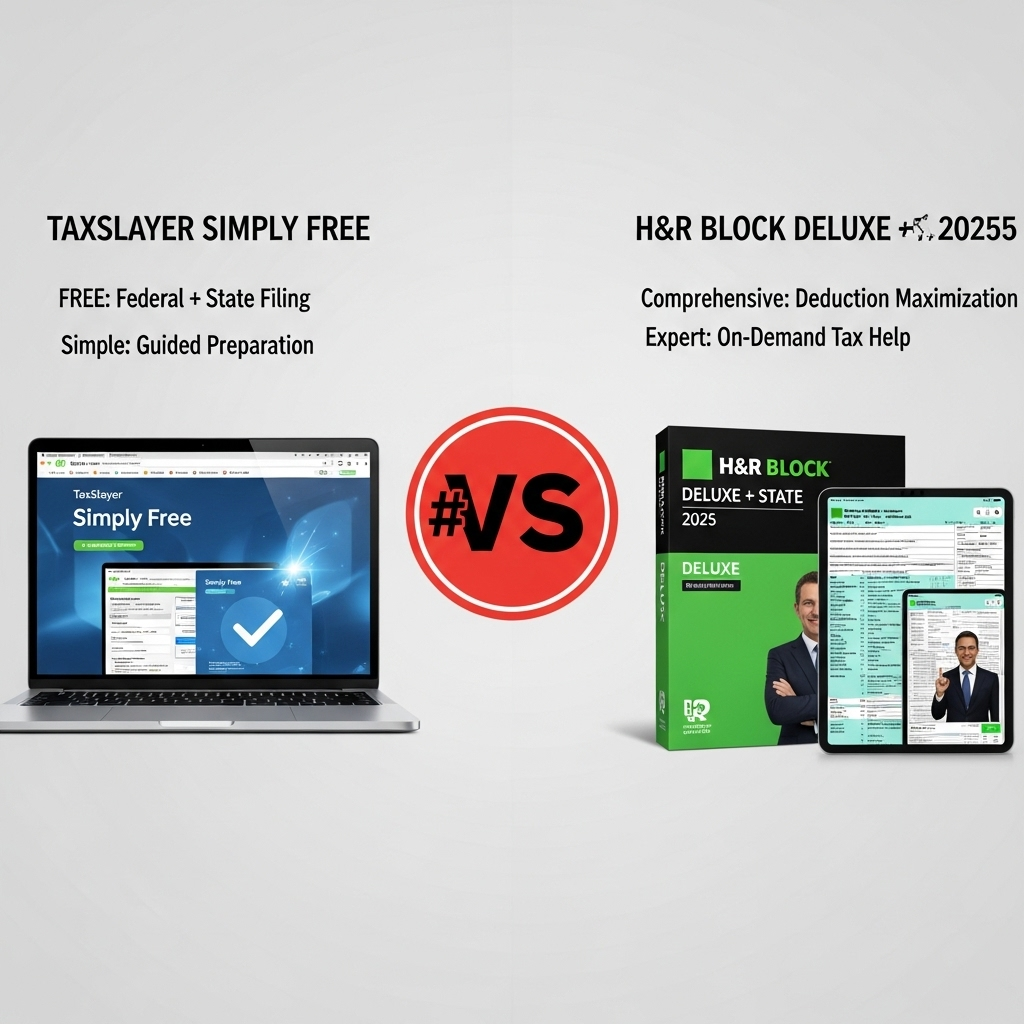 Comparison of Tax softwareTaxSlayer Simply Free vs. H&R Block Deluxe + State 2025
