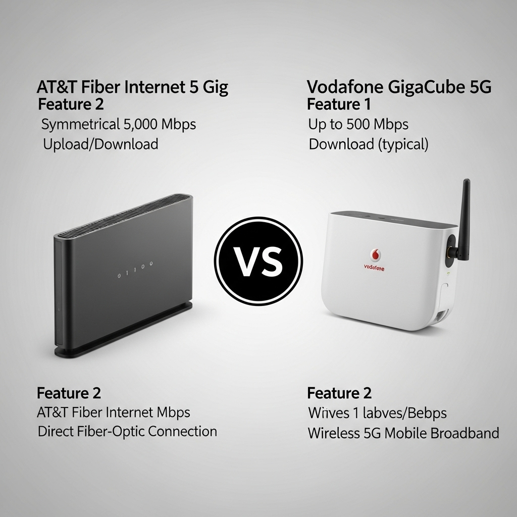 Comparison of Telecommunications companiesAT&T Fiber Internet 5 Gig vs. Vodafone Gigacube 5G