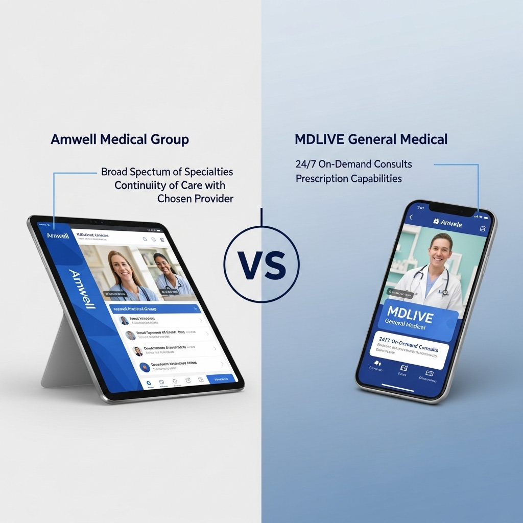 Comparison of Telehealth servicesAmwell Medical Group vs. MDLIVE General Medical