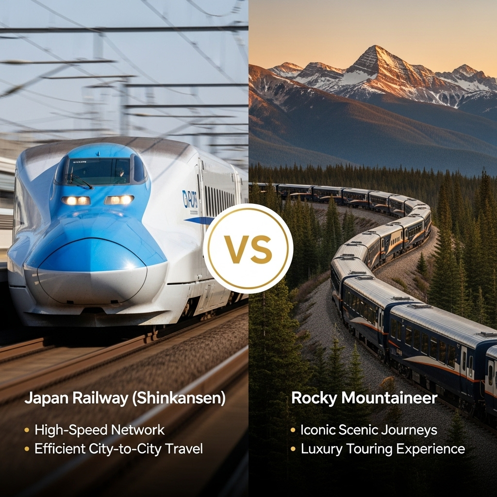 Comparison of Train servicesJapan Railway (Shinkansen) vs. Rocky Mountaineer