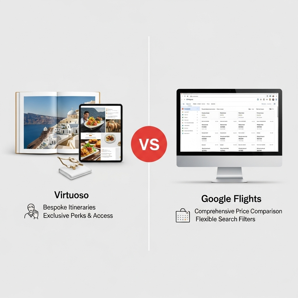 Comparison of Travel agenciesGoogle Flights vs. Virtuoso