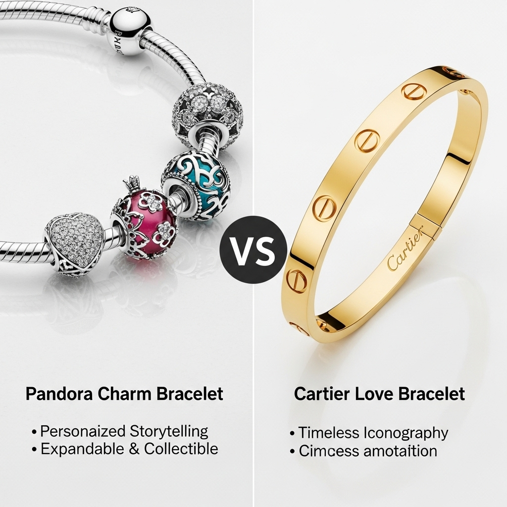Comparison of Watches & jewelryPandora Charm Bracelet vs. Cartier Love Bracelet
